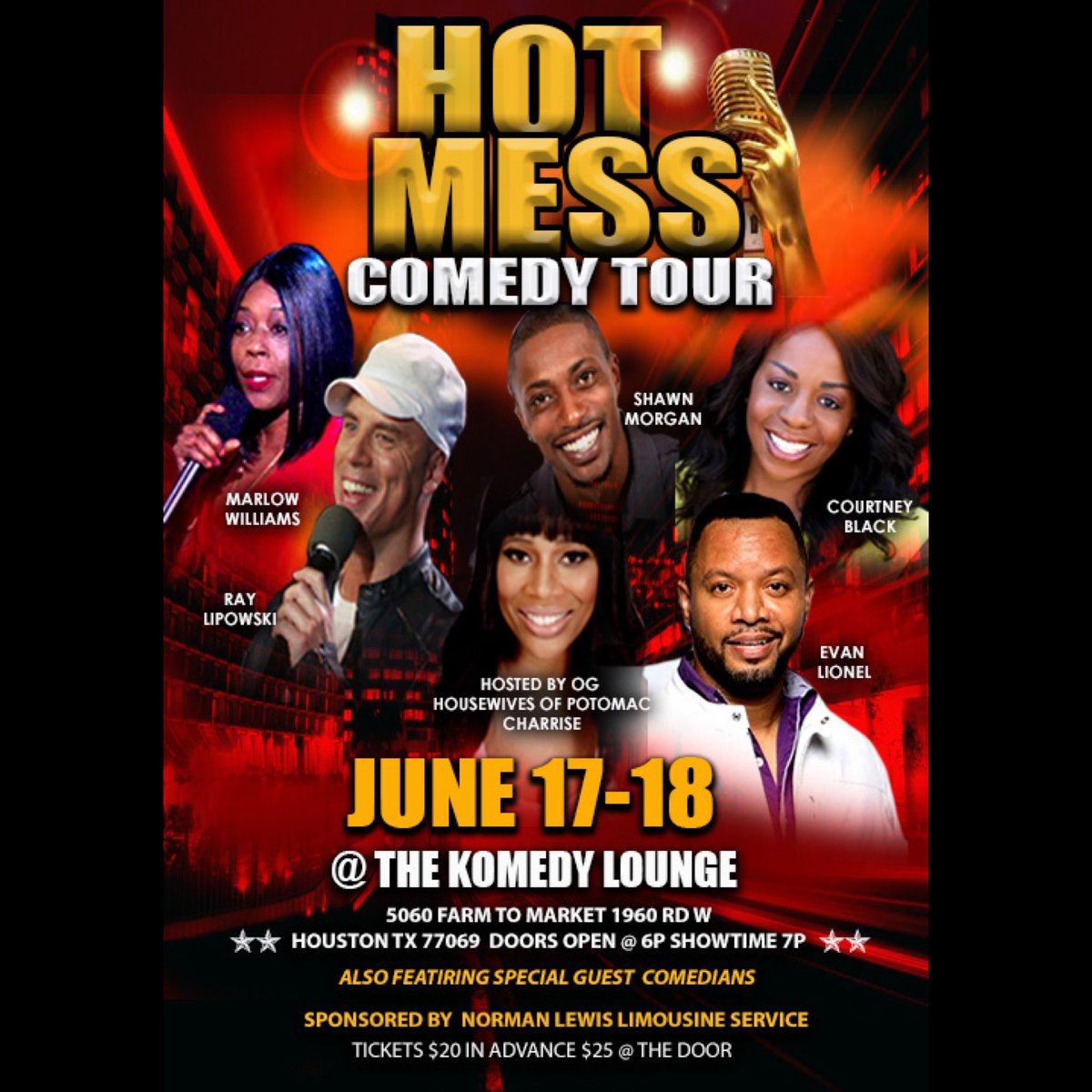 Houston! Tonight we laugh. A lot. Bring yo ass. All headliners on one show. Guaranteed laughs @comedianmarlowilliams @polishcomic @evanlionel2898 @courtneyblackcomedy