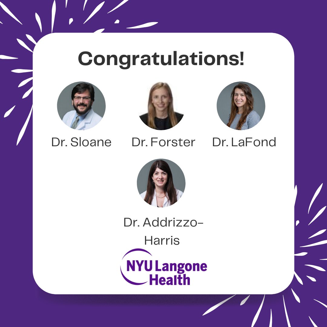 NYULangonePCCSM's tweet image. Congratulations to all our our end of the year award winners! 🏆 

Fellow of the year: Dr. Molly Forster
Faculty of the year: Dr. Mark Sloane
Critical Care Teacher of the year: Dr. Elyse Lafond
Faculty Mentor of the year for Education: Dr. Doreen Addrizzo-Harris