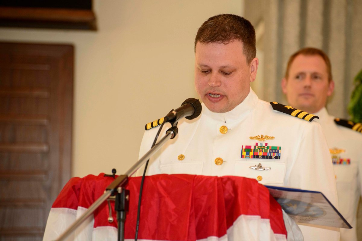 SUBGRU10's tweet photo. Submarine Readiness Squadron 36 held a Change of Command ceremony today. Fair winds and following seas, Cmdr. Ron Allen! Welcome Cmdr. Samuel Scovill! https://t.co/X1OZEfFnhb