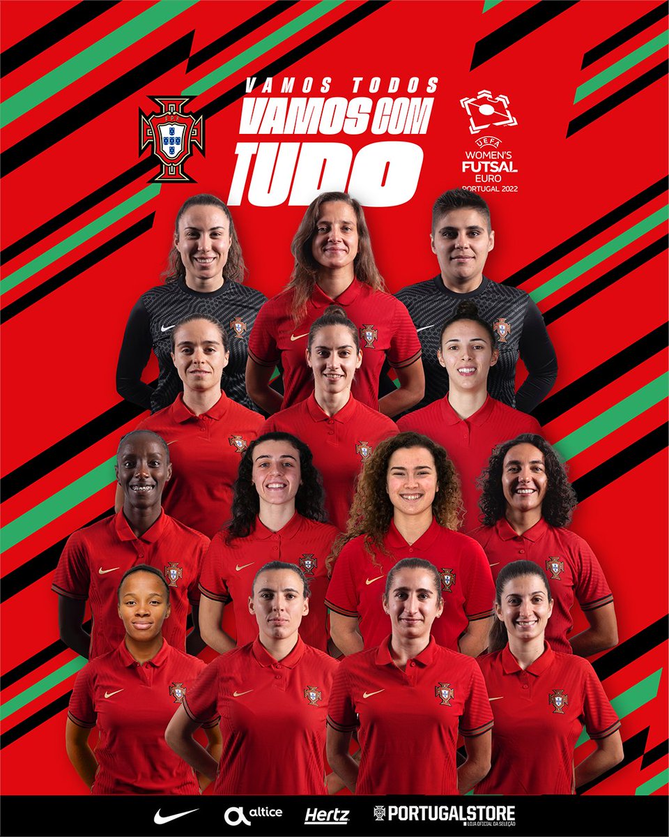 🌟 Hora de entrar para a História! Esta é a nossa equipa para o 𝗘𝘂𝗿𝗼𝗽𝗲𝘂 𝗱𝗲 𝗙𝘂𝘁𝘀𝗮𝗹 𝗙𝗲𝗺𝗶𝗻𝗶𝗻𝗼! 🏆🇵🇹 📅 1-3 Julho/July 📍 Gondomar #VamosComTudo #TeamPortugal @UEFAFutsal