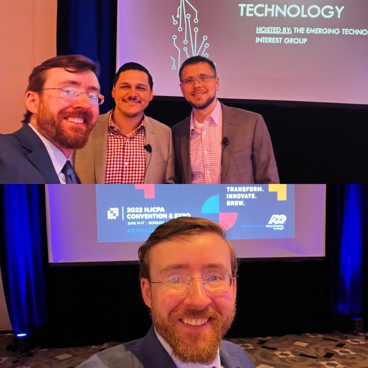 SeanSteinSmith's tweet photo. Great panel to close out @NJCPA #NJCPA2022 Convention with @MarkEckerle and Karolis Matulis #NJCPATech https://t.co/zVAtiNbwn6