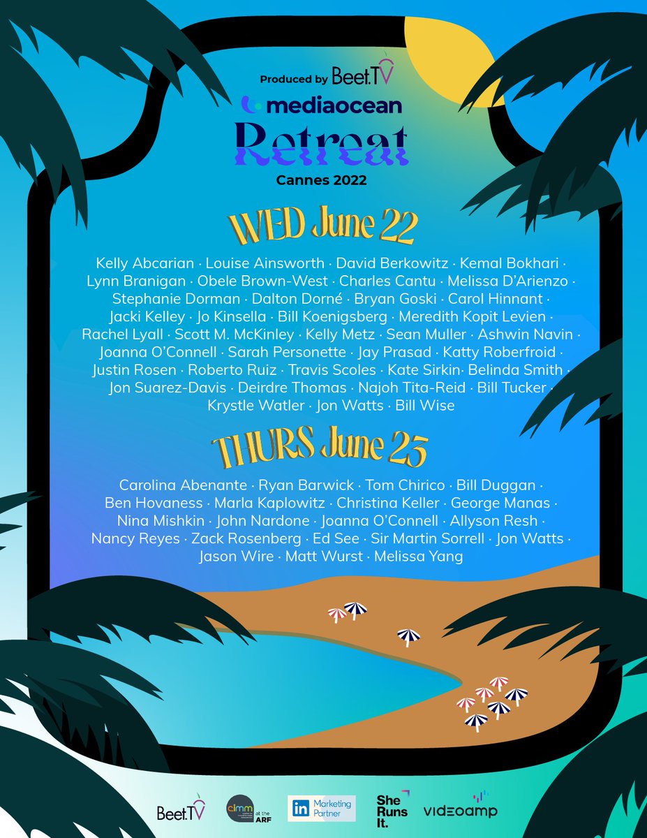 TeamMediaocean's tweet photo. A truly incredible gathering of thought leaders in one of the world's most beautiful locations sharing exclusive ideas during a transformative time in the #advertising industry: the #MediaoceanRetreat in #Cannes: full agenda here: https://t.co/FzBnEZd9Kt (produced by @Beet_TV) https://t.co/UFRJ0H3GBI