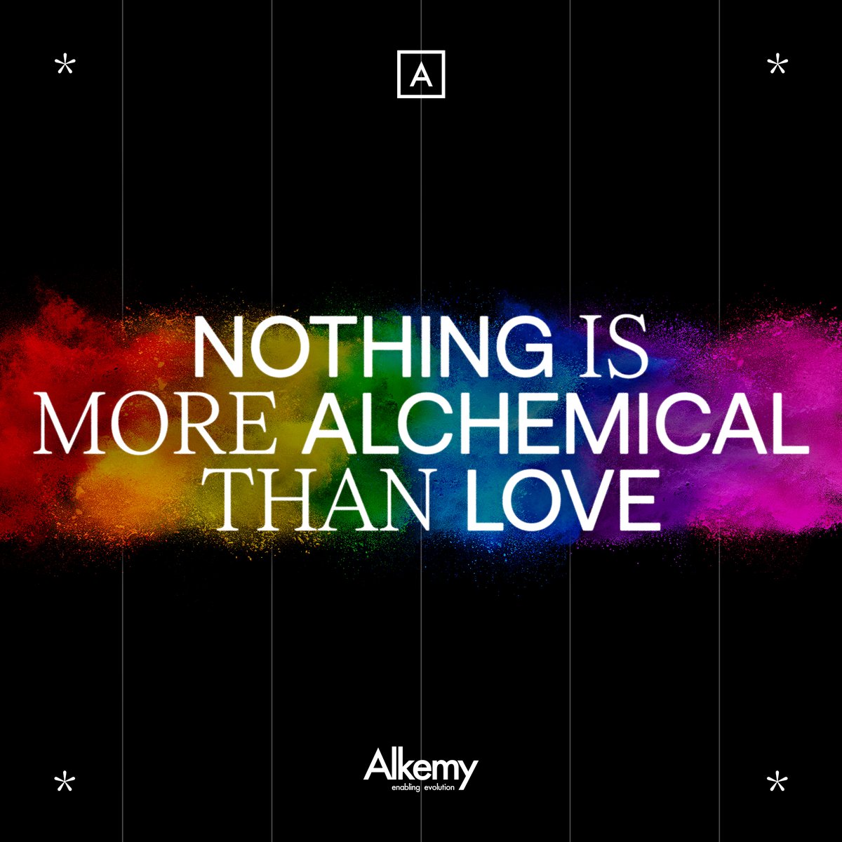 alkemy's tweet photo. Love is and will always be our most important element. It is worth remembering it, also this year, to celebrate all the diversity that enrich our Alkemy. 

#pride #enablingevolution https://t.co/jy6ZGooBr9