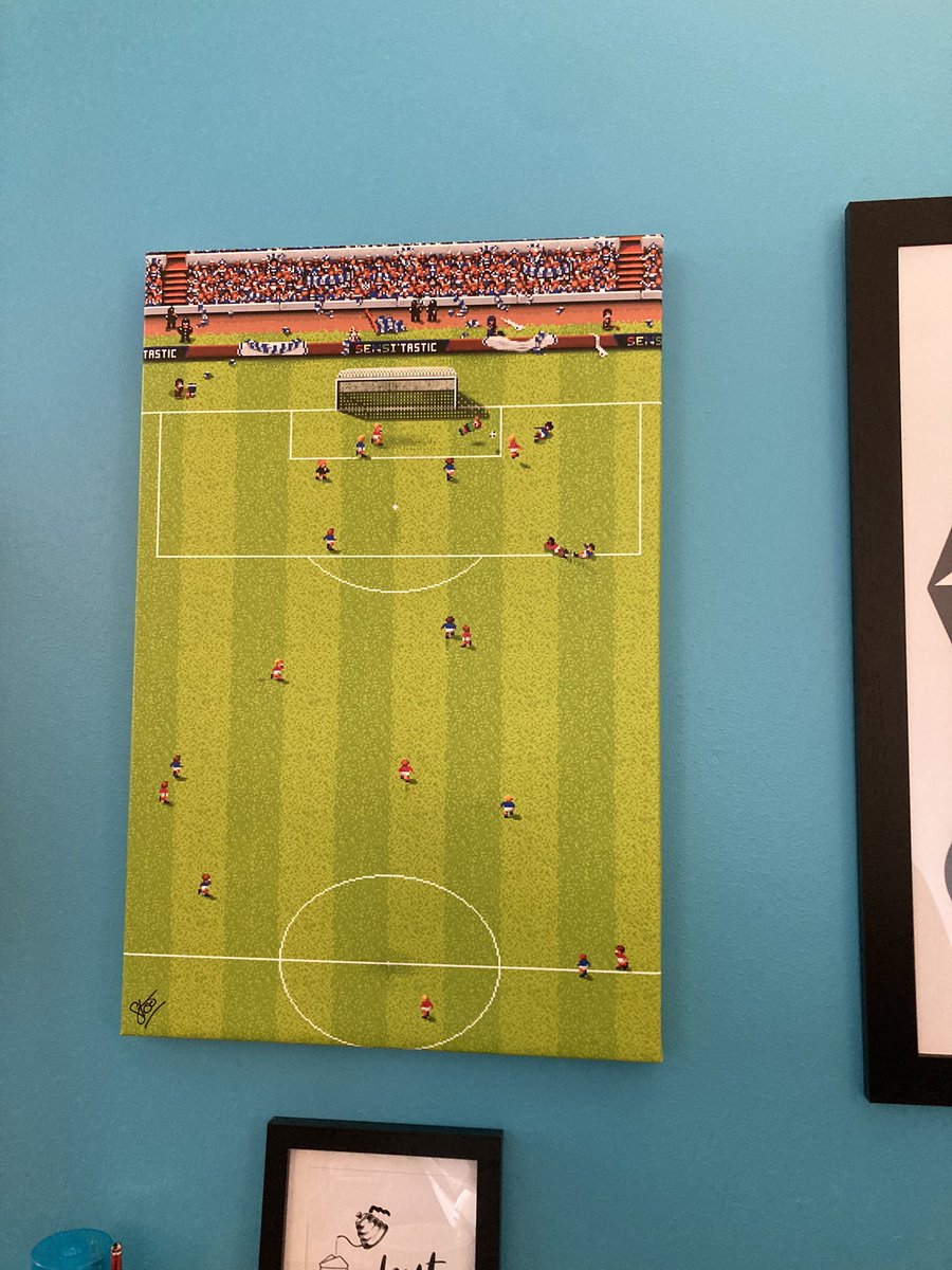 DBoydNI's tweet photo. Thanks to Stoo for this fantastic canvas depicting a scene from Sensible Soccer, my all time favourite game from the 90’s #thedesigndroid https://t.co/BdhKR2oK6v