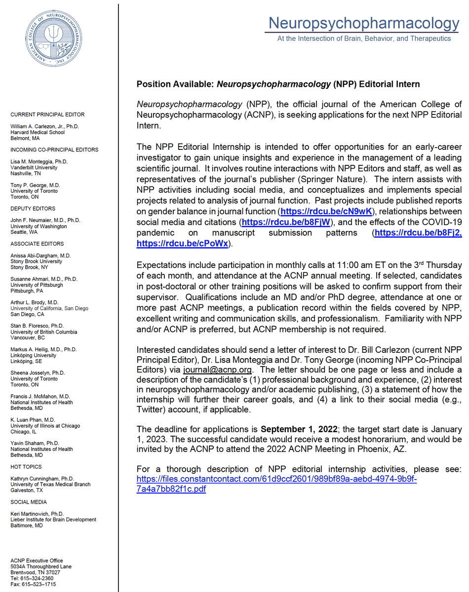 Neuropsychopharmacology tweet media