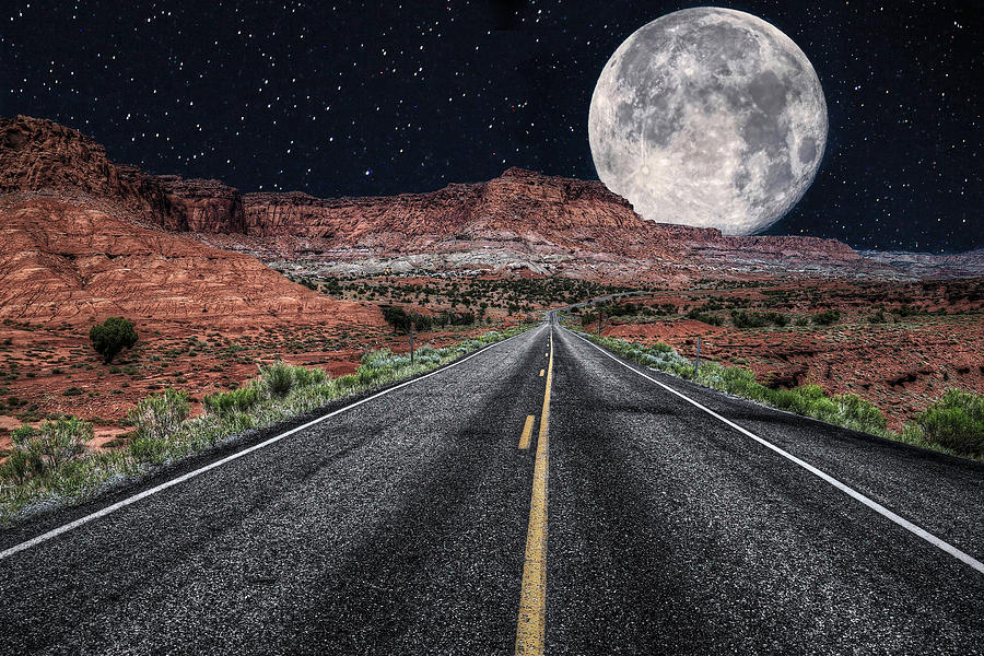 ampomata's tweet photo. "Bad Moon Rising". Check out this amazing creation by Donna Kennedy (@nevada2008) here: https://t.co/CZFKKTb9wM #art #photo #capitalreef #nationalpark #road #moon #night #moonlight #stars https://t.co/9HQaUOEfFu