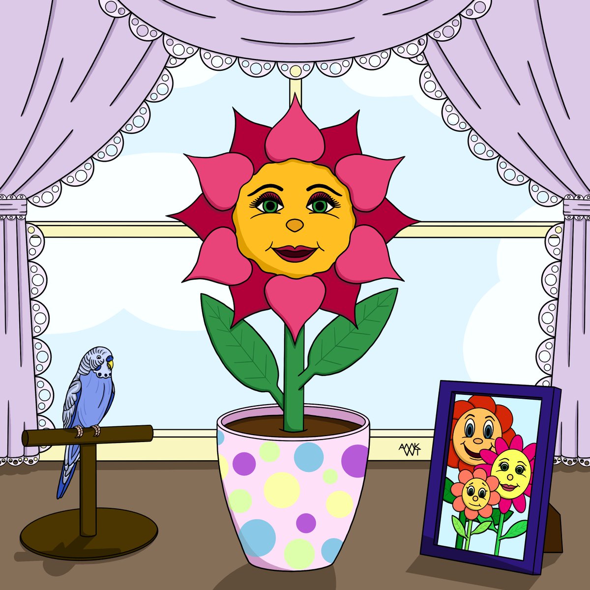 WillowTree226's tweet photo. After 3 months of drawing, and some platform limitation stress last week, my 1st #fxhash project is finally minting today! I'll post the link in 3 hours when it Unlocks. Until then, here's a look at 4 possible combos of Blumeez: Sill Life --- flowers with personalities. https://t.co/JFeNHJeZAg