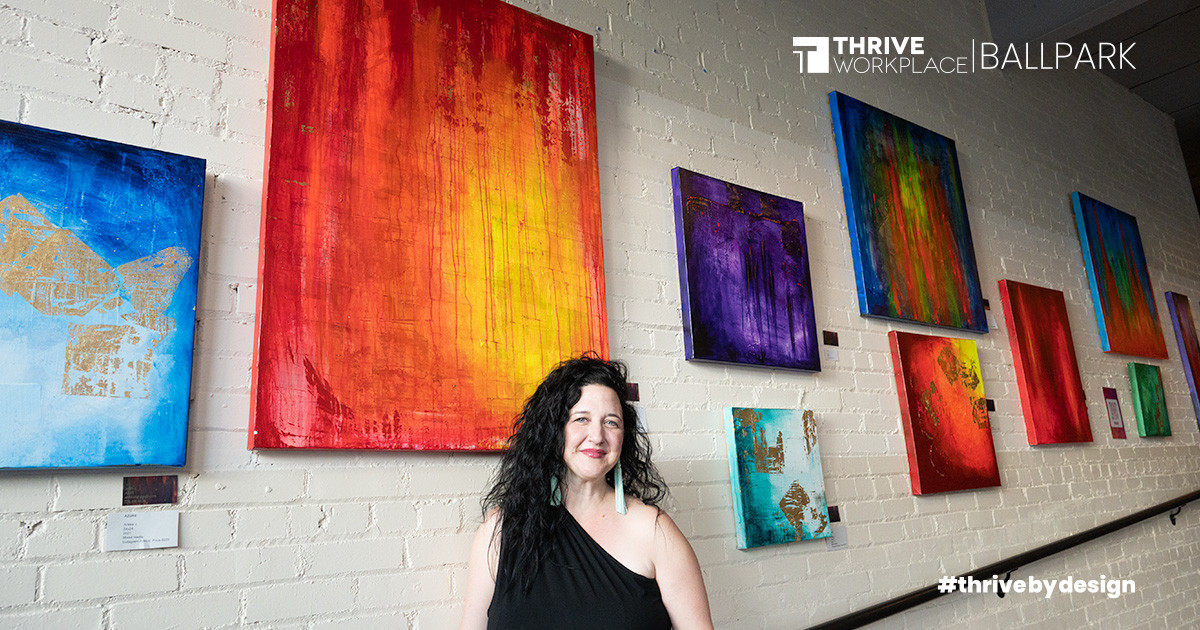 ThriveWorkplace's tweet photo. Thrive Workplace is proud to present the work of Arikka J. @arikkaj who is the @denvercontemporarycollective  Artist of the Month. You can currently see her art on display at Thrive Workplace | Ballpark. 

#thrivebydesign

#coworking #coworkingspace  #officedesign #eventspace https://t.co/4YkbquT03s