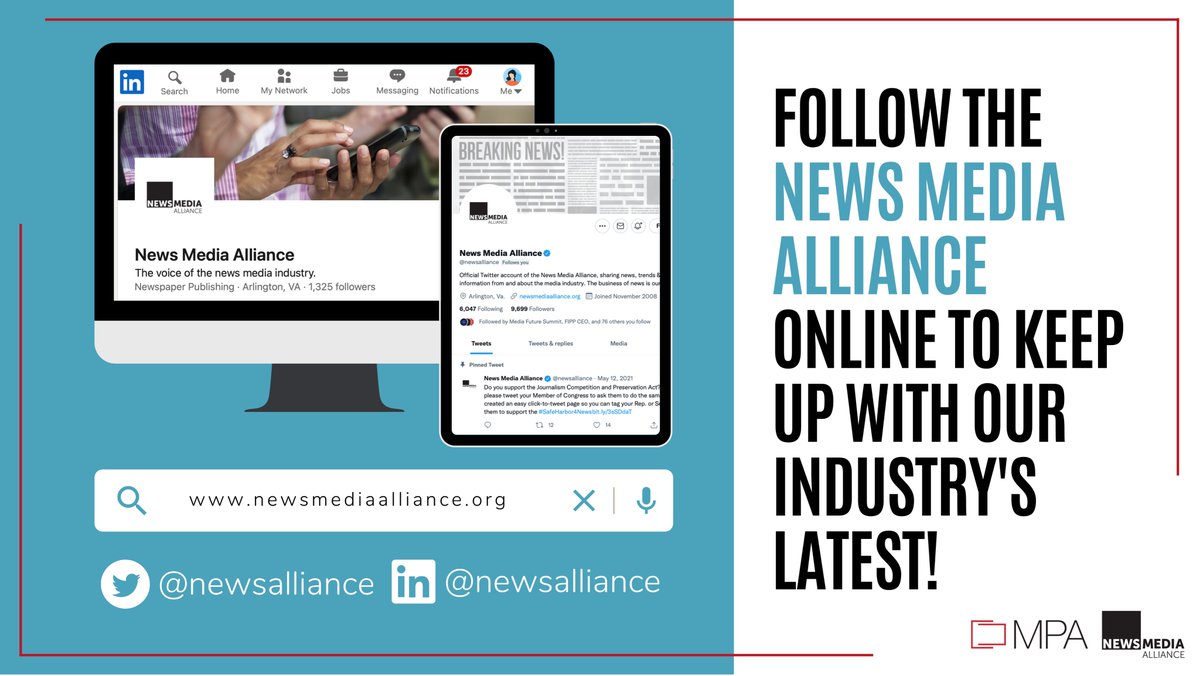 Stay Informed: In the lead up to the MPA-News Media Alliance merger, make sure you are following <a href="/newsalliance/">News/Media Alliance</a> on Twitter and LinkedIn to keep up with the latest in the magazine media industry! linkedin.com/company/news-m…