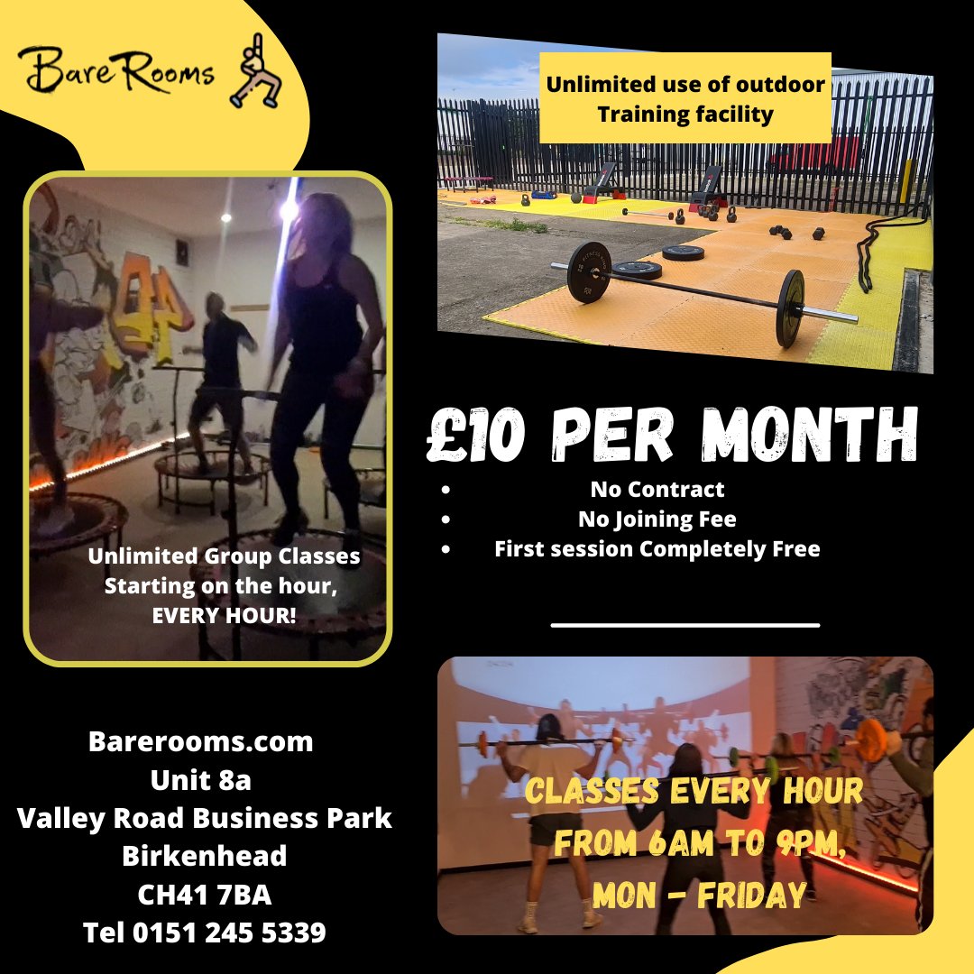 barerooms's tweet photo. Group classes at a time that suits you 👉PLUS Unlimited use of our outdoor training facility 
Accessing exercise shouldn't cost the earth so we have come up with this pocket friendly option..💪
ONLY £10 PER MONTH
Head to https://t.co/B92ZwygONG today to secure your place https://t.co/V9WDQaS0wX
