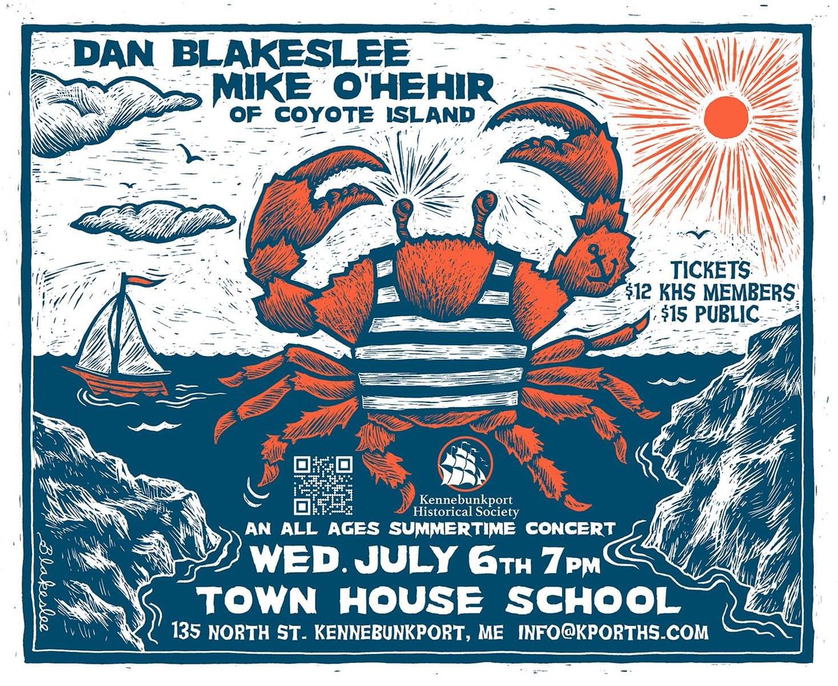July 6th I am doing a special all ages #concert with Mike O'Hehir (Coyote Island). We will be performing @ Town House School (135 North St. Kennebunkport, ME)a rustic one room schoolhouse. Space is limited, act quick! This concert presented by the Kennebunkport Historical Society