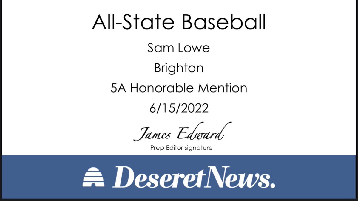 SamLowe2022's tweet photo. So greatful to receive All-State Honorable Mention for this past season! 

@CoachPugh17 @SportsForceBB @CoachConcep @PBR_Utah @BUncommitted @SLCCCoachG @naiello44 @FlatgroundBats #uncommitted https://t.co/hO7C2IsWxE