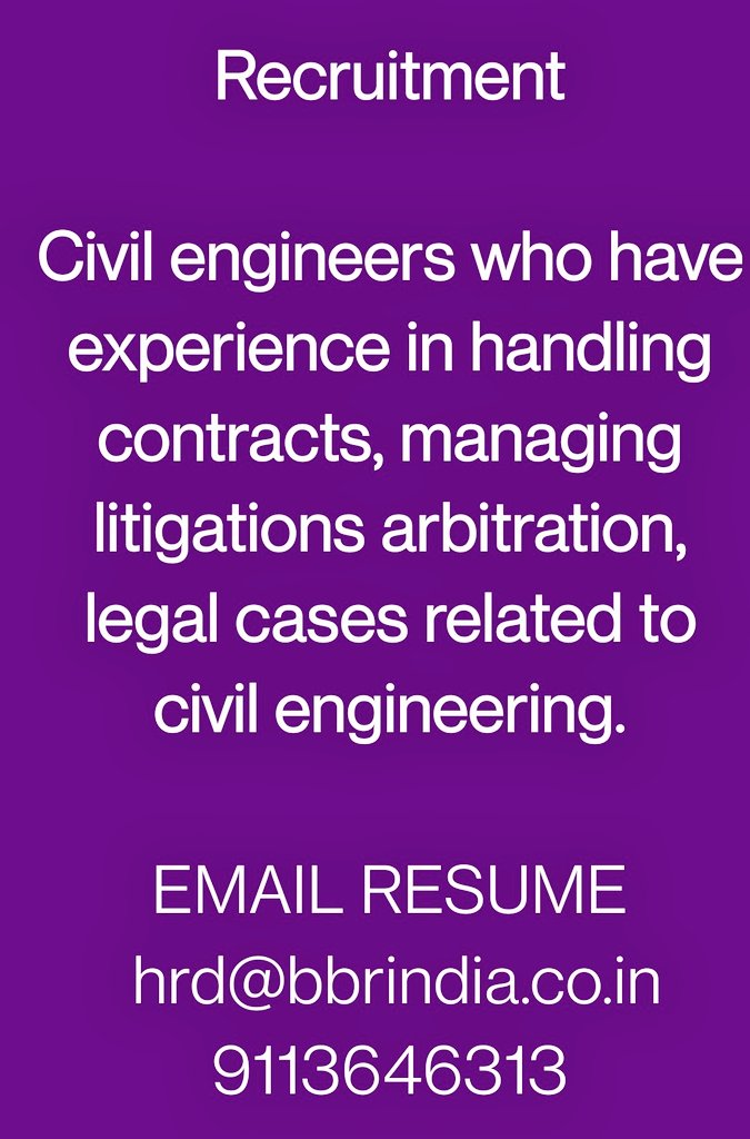 A friend is #hiring #CivilEngineering grads in #Bangalore.
#Engineers.