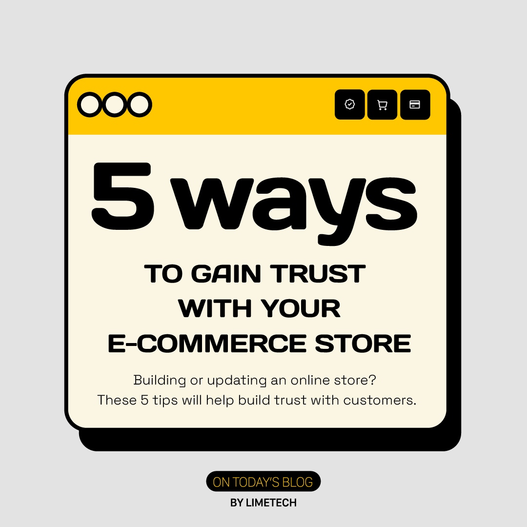 How do you gain trust in your e-commerce store?  5 tips on the blog: limetech.co/?p=14560

#userexperience #ecommerce #ecommercetips #ecommercebusiness #ecommercelife #ecommercestore  #entrepreneur #sellonline #onlinebiz #lifestylebiz #retail #webdevelopment