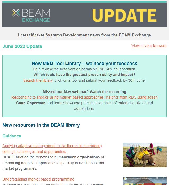 BEAM's June Update is out - bit.ly/3mXMLRo. New #marketsystemsdevelopment-focused resources; #blogs by John Chettleborough and Rachel Shah; new Orora Wihaze #Rwanda programme profile; and the usual #jobs and #events listings ...
