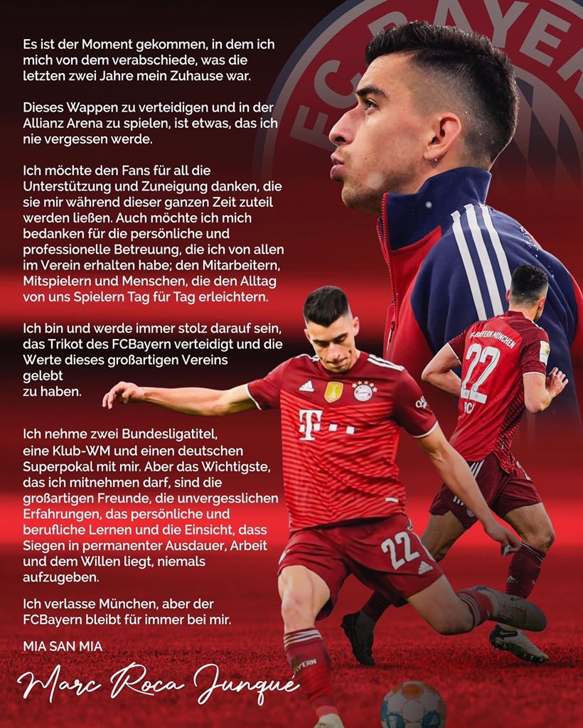 marcroca21's tweet photo. Stolz und Dankbarkeit @FCBayern #MiaSanMia https://t.co/pMvzaEAssr