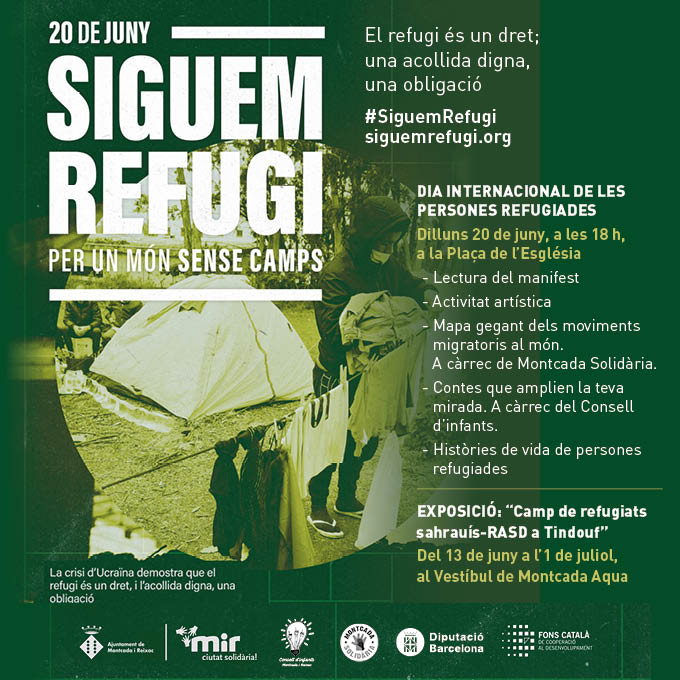 📢 Recordeu! Dilluns, 20 de juny, commemoració del Dia de les Persones Refugiades amb un acte a la plaça de l'Església, a partir de les 18 h.

ℹ️ bit.ly/3tI4v76
#Montcada #SiguemRefugi
@Refugiats_MiR 
<a href="/FonsCatala/">FonsCatalàCooperació</a> 
<a href="/participaMiR/">Participació MiR</a>