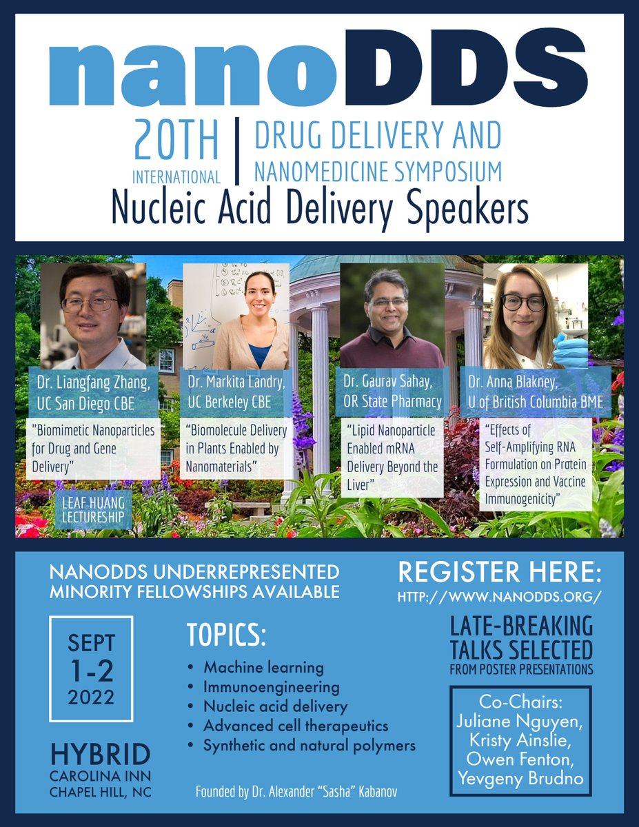 Awesome speaker line-up for the nucleic acid delivery session at the 20th NanoDDS with @liangfangzhang @M_delCarpio @sahayg1 @AnnaBlakney!
Register here for #InPerson or #VirtualAttendance: https://t.co/OEtD77iLLk https://t.co/MrH1PCRK1D