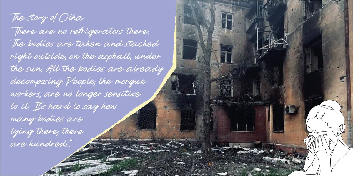 uaonfire's tweet photo. The story of Olha. A morgue near the "Metro" in #Mariupol. In the center of the city, near a shopping center, the rashists placed a morgue right on the street. Olha was looking for her mother-in-law there. https://t.co/mJjoWxHLdj