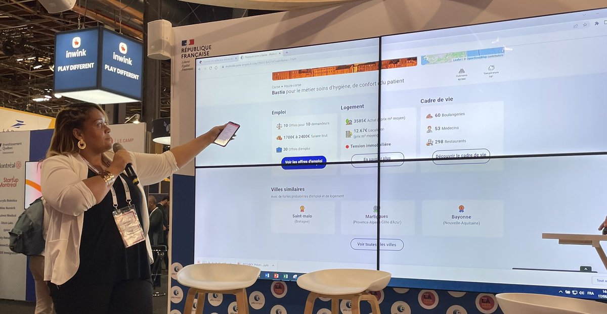 🔴[Pitch 🎙]
#Mobiville

✅Trouver l’emploi et la ville qui va avec !

👉Une appli intuitive qui permet de cibler des opportunités d’emplois dans la région / ville de votre choix 🔝
👉Trouver un emploi
👉Accès aux aides

✅Tranquillité
✅Sérénité

#AvecPôleEmploi #VivaTech