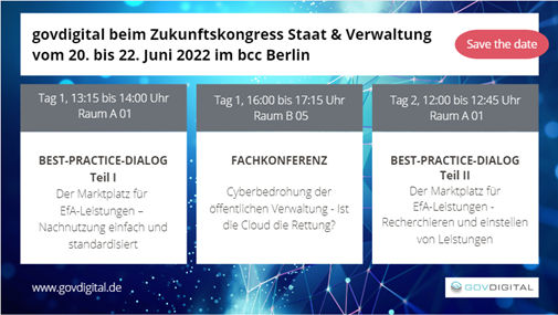 GovdigitalE's tweet photo. govdigital im Programm des Zukunftskongress Staat & Verwaltung. Mit dabei: Martin Schallbruch, CEO govdigital eG. Wir freuen uns auf ein Wiedersehen in Berlin! #govdigital #verwaltung #öffentlicheIT #digitalisierung #zukunftskongress @govdigitalE @wegweiserberlin https://t.co/APugNMNokC