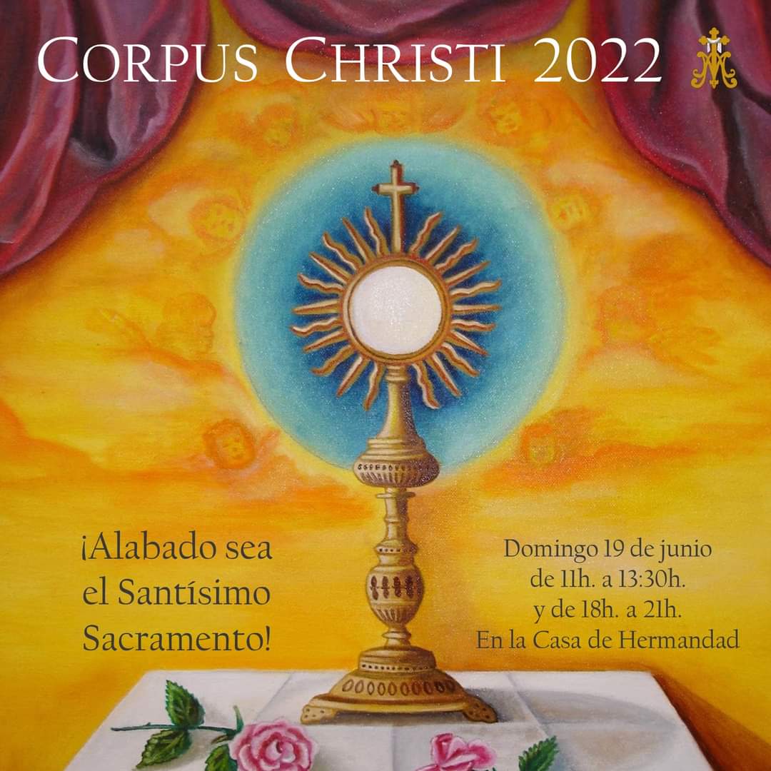 𝐂𝐎𝐑𝐏𝐔𝐒 𝐂𝐇𝐑𝐈𝐒𝐓𝐈

El domingo celebraremos la solemnidad del #CorpusChristi y este año, <a href="/HMariaalpieCruz/">Hdad. de María al pie de la Cruz</a> alzará un altar efímero ubicado en la Casa de Hermandad.

¡Alabado sea el Santísimo Sacramento del Altar!

 #CorpusChristi2022 #Corpus #Aspe #Catholic