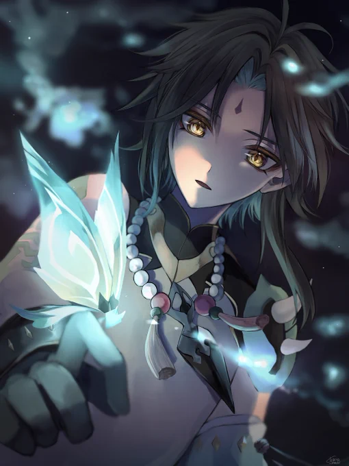 蝶のみせる夢
 #原神 #魈 #Xiao #Genshin 
※リプ欄に制作過程あり 