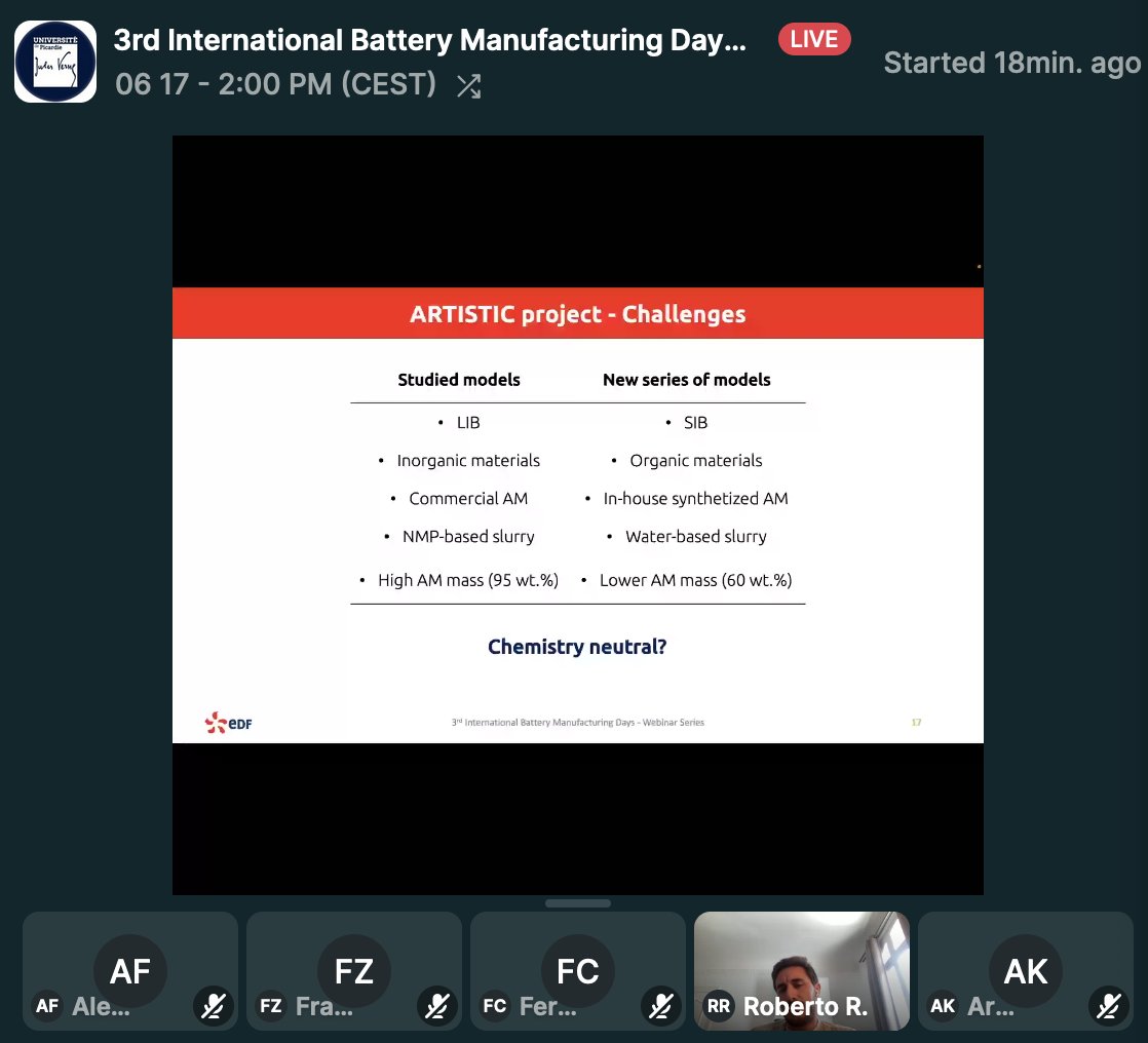 erc_artistic's tweet photo. Webinar highlights (1/n)
Robert Russo @Rrusso_91 reports great modeling &amp; experimental work to extend our fabrication framework from Li to organic Na-ion #battery!💪 Promising results on impact of calendaring on conductivity, tortuosity, performance of Na2BPDC!🔋 Just published! https://t.co/jprphWdCfD