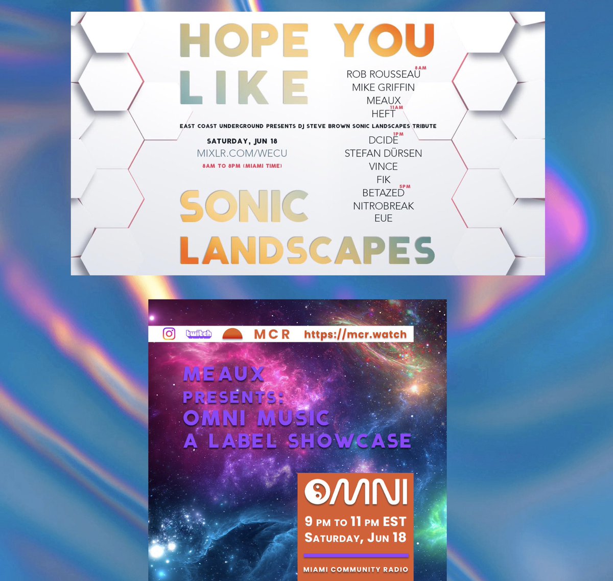 MeauxAndromeda's tweet photo. Tomorrow I’m playing 10 am to 11 am EST with WECU then dropping over to MCR for a @Omni_Music label showcase from 9pm to 11 pm EST https://t.co/U8r4LjZYbQ