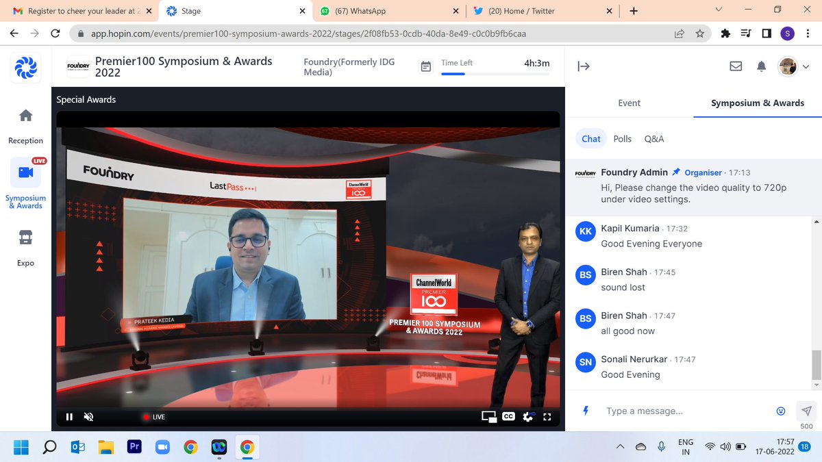 The Moment is here! 7 Channel Partners will be awarded the prestigious Special Security Awards presented by Prateek Kedia of <a href="/LastPass/">LastPass</a> 
<a href="/FoundryIDG/">Foundry</a> <a href="/yogsyogi1/">Yogesh Gupta</a> <a href="/CIOonline/">CIO.com</a>