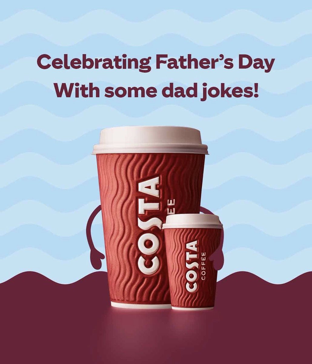 CostaCoffeeSGP's tweet photo. Share some jokes and put that priceless smile on dad’s face this weekend☺️

#costacoffeesg #fathersday #jokes #coffeejokes #funnyjokes #dadmyhero #sgcoffee  #coffee https://t.co/7X10GLV0qQ