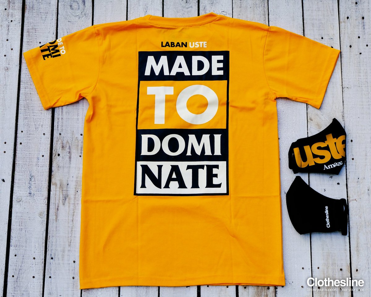 ClotheslineTee's tweet photo. Wala paba kayong Yellow UST shirt? 🤔

Perfect na perfect ang ating MADE TO DOMINATE Shirt! Syempre, wag kakalimutan ang ating USTe Mask kapag lalabas ng bahay. 👌

LESS P20 OFF on all merch din. SULIT PROMO deal nga naman!

Message us for inquiries! 📩
#ClotheslineShirts https://t.co/az8lcu6tof