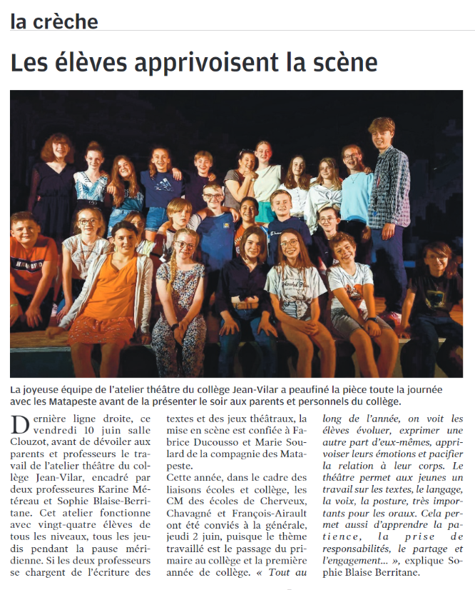 CJeanvilar's tweet photo. L'atelier Théâtre de @CJeanvilar est dans la presse. 👏à nos jeunes acteurs 🤩 https://t.co/pkUtJ4qw4W