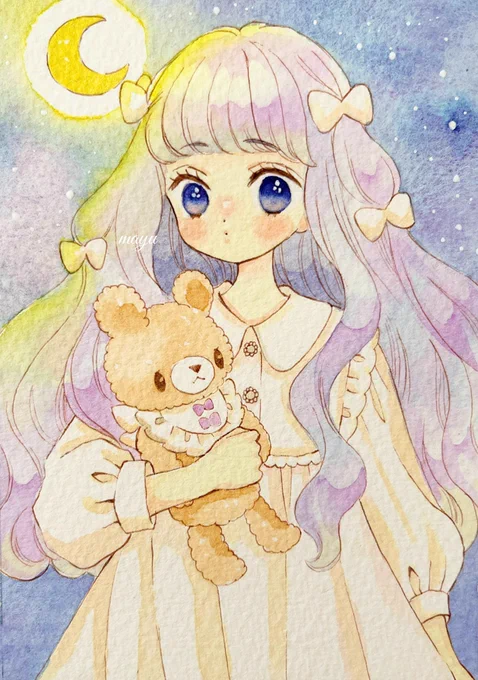 クマさんとおやすみ  #イラスト #絵描きさんと繫がりたい #梅雨の創作クラスタフォロー祭り