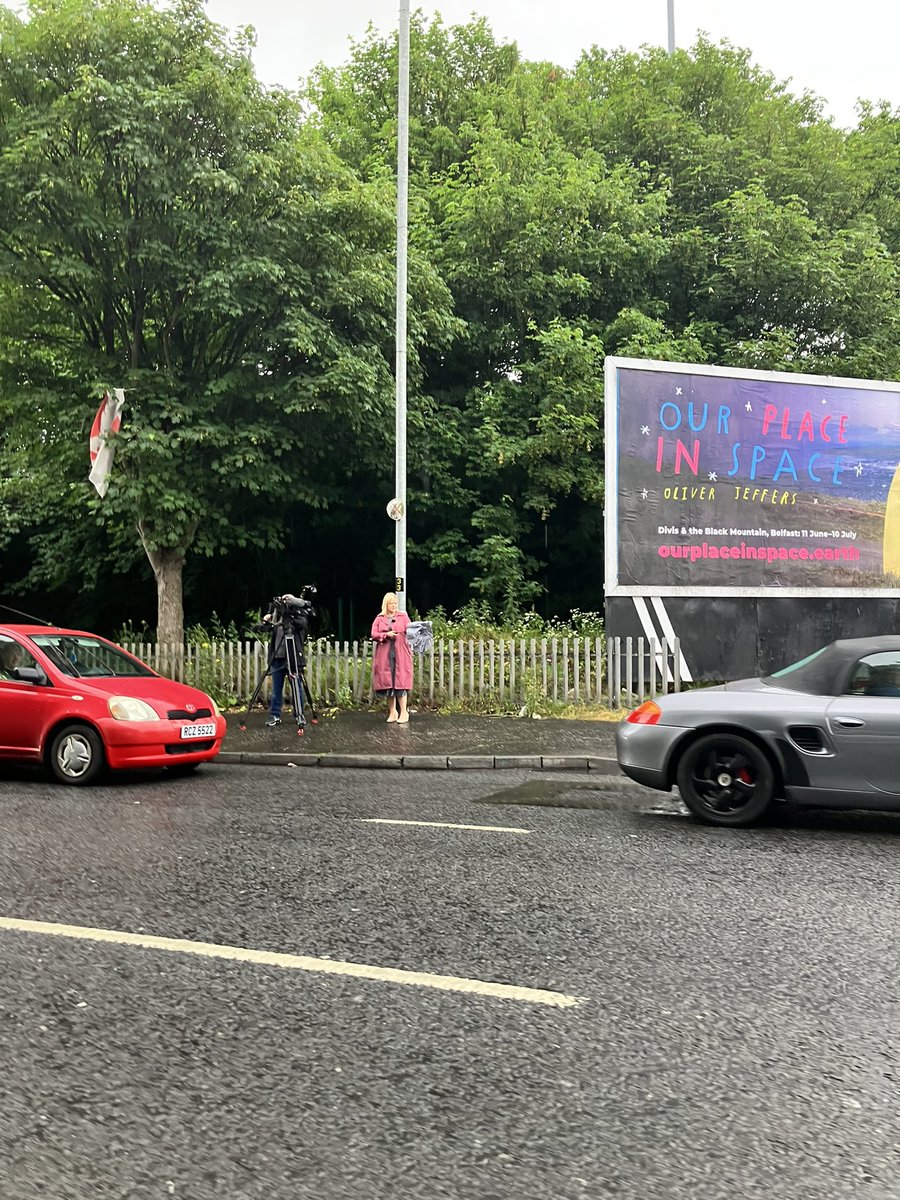BronaghMoore2's tweet photo. I just passed this news team at the garage beside the Fortwilliam train care centre. 

I’ll be watching the lunchtime news and praying they’re talking about Noah @BBCNewsNI 

#JusticeForNoahDonohoe 
#Week103 https://t.co/3L2J1LSaZT