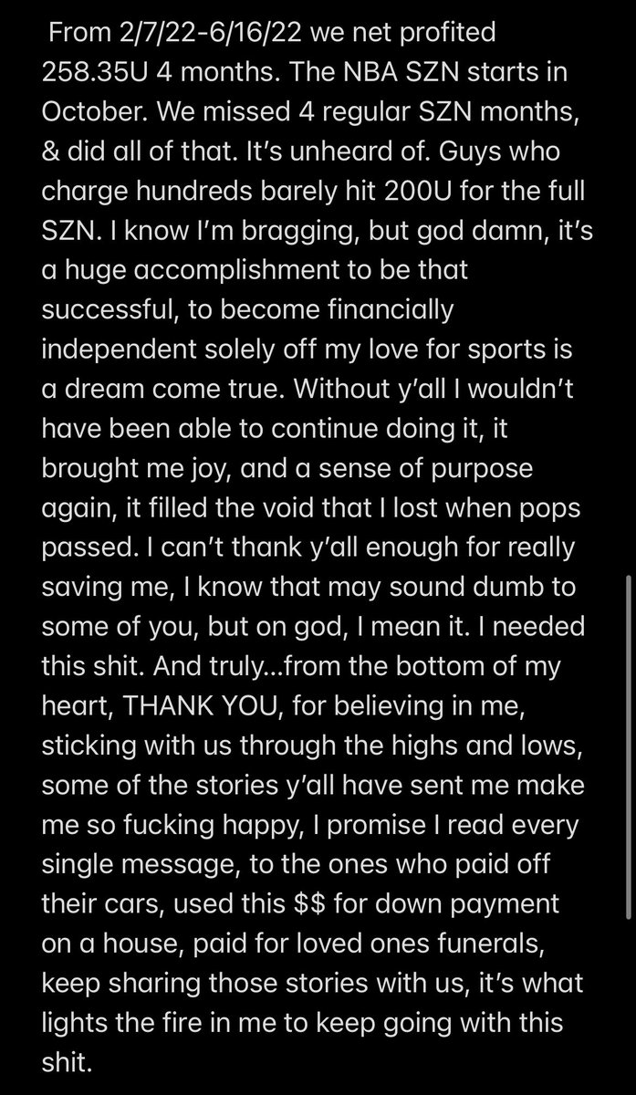 BetsPiggy's tweet photo. &amp; one last time…

$20 bettors profited $5,167
$50 bettors profited $12,918
$100 bettors profited $25,835
$250 bettors profited $64,588
$1000 bettors profited $258,350

💎+258.35U💎 https://t.co/VtODYS9qdR
