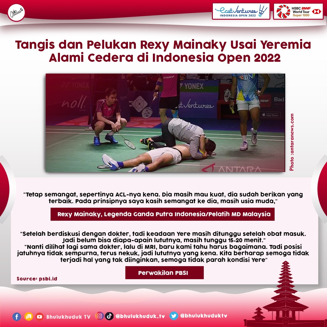 bhulukhuduktv's tweet photo. Legenda bulu tangkis Indonesia Rexy Mainaky menangis saat bicara soal cedera Yeremia Erich Yoche Yacob Rambitan. https://t.co/Y1Tk18u7Ht