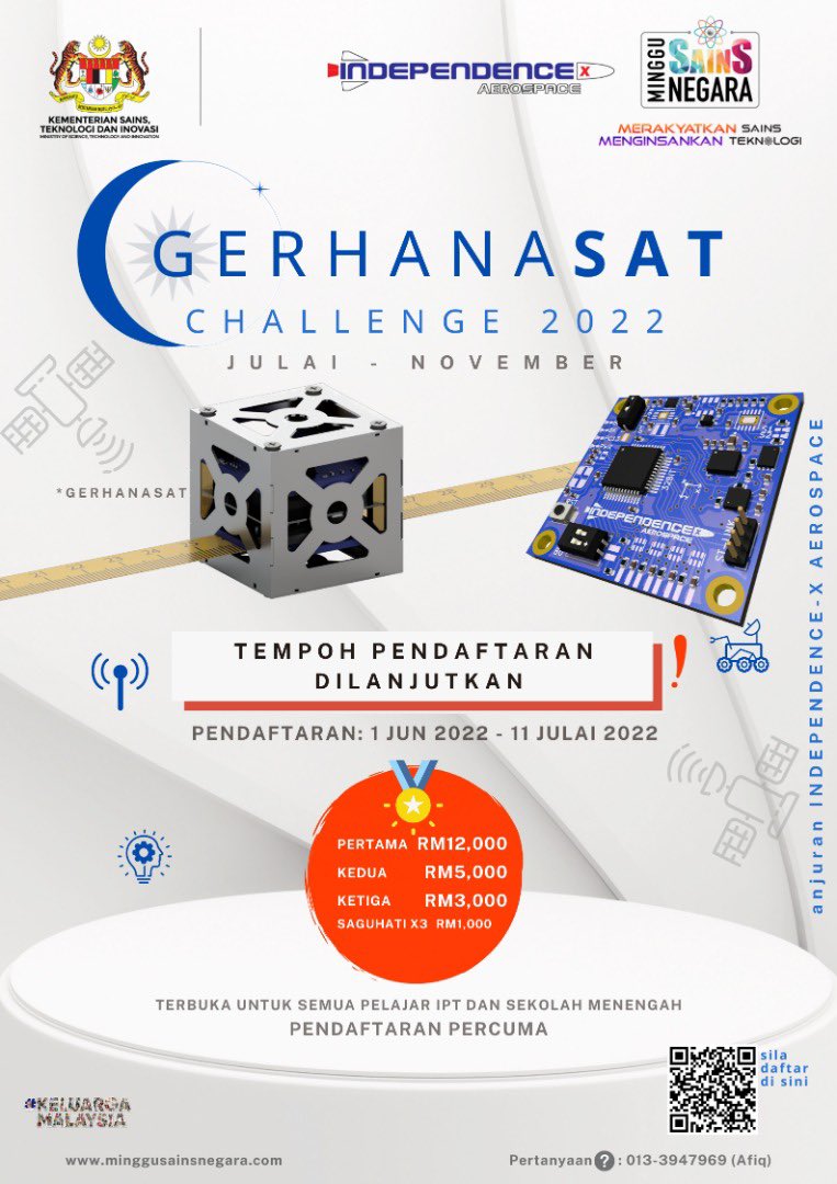 independence_x's tweet photo. Untuk pendaftaran dan maklumat keseluruhan mengenai program, sila layari https://t.co/6jH9wtijuA

Untuk sebarang pertanyaan, boleh menghubungi Mr. Afiq di 013-3947969.
#aerospacetechnology #mysa #mosti #sti #minggusainsnegara #msn2022 #merakyatkansains #menginsankanteknologi https://t.co/7GM95qN2z8