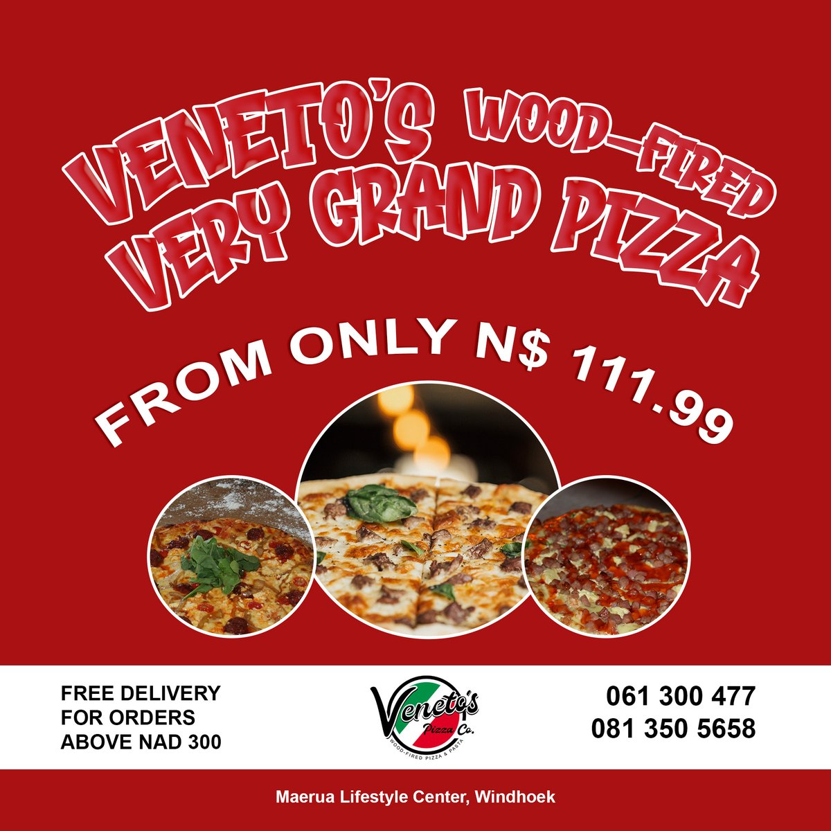 Order your pizza now.

061 300 477
081 350 5658

#Venetos #VenetosPizza