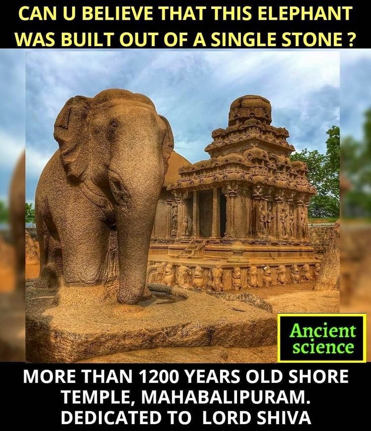 Sumita327's tweet photo. Unbelievable❓

Believe It Or not! 

A beautifully Carved/Built Elephant out of One Single Rock exists at the Famous Ancient Shore Temple, Mahabalipuram, Tamil Nadu. 🚩 https://t.co/syzBPnu73R