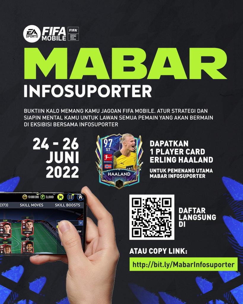 InfosuporterID's tweet photo. Hallo sups. Mabar FIFA Mobile yuk.
Syaratnya
1. Tidak ada minimum OVR, maximum OVR 110
2. Game yang dimainkan adalah H2H 
3. Single bracket

Langsung daftar di https://t.co/y4TJsmF4zd
Daftar Gratis. Ditutup 23 Juni

#FIFAMobileIndonesia #MabarInfosuporter  #IndonesiaKickOff https://t.co/NQEpX7Zdsi