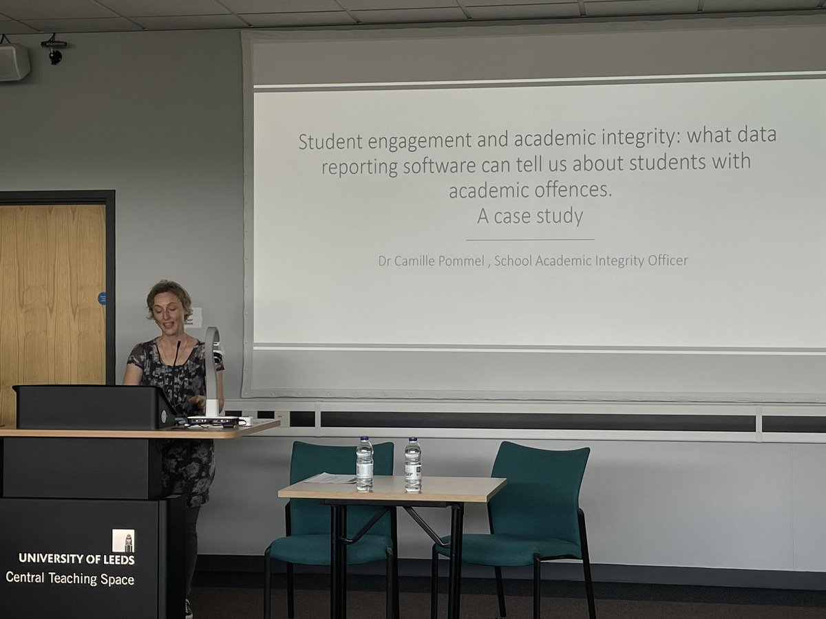 DrLancaster's tweet photo. Camille Pommel has been tracking student engagement metrics and associated academic misconduct records #academicintegrity #AILSConf22 https://t.co/xE3Y6wJcql