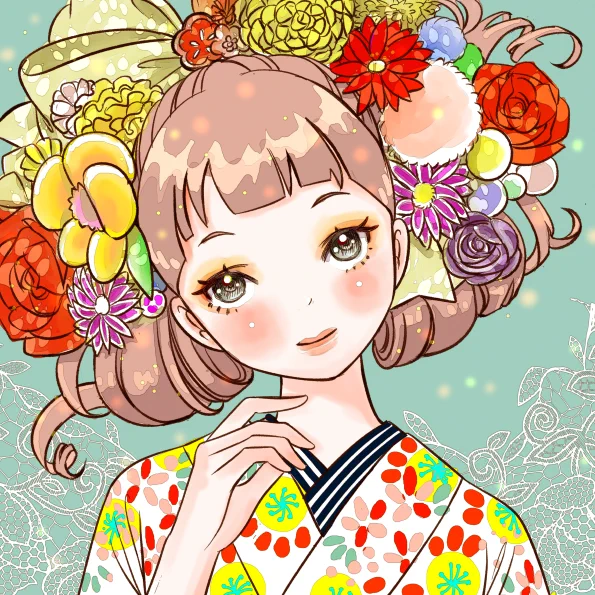 髪飾りが華やか。

#貴方の描く和風イラストを見せてください 
#最近フォローした方は知らない過去絵を晒す 