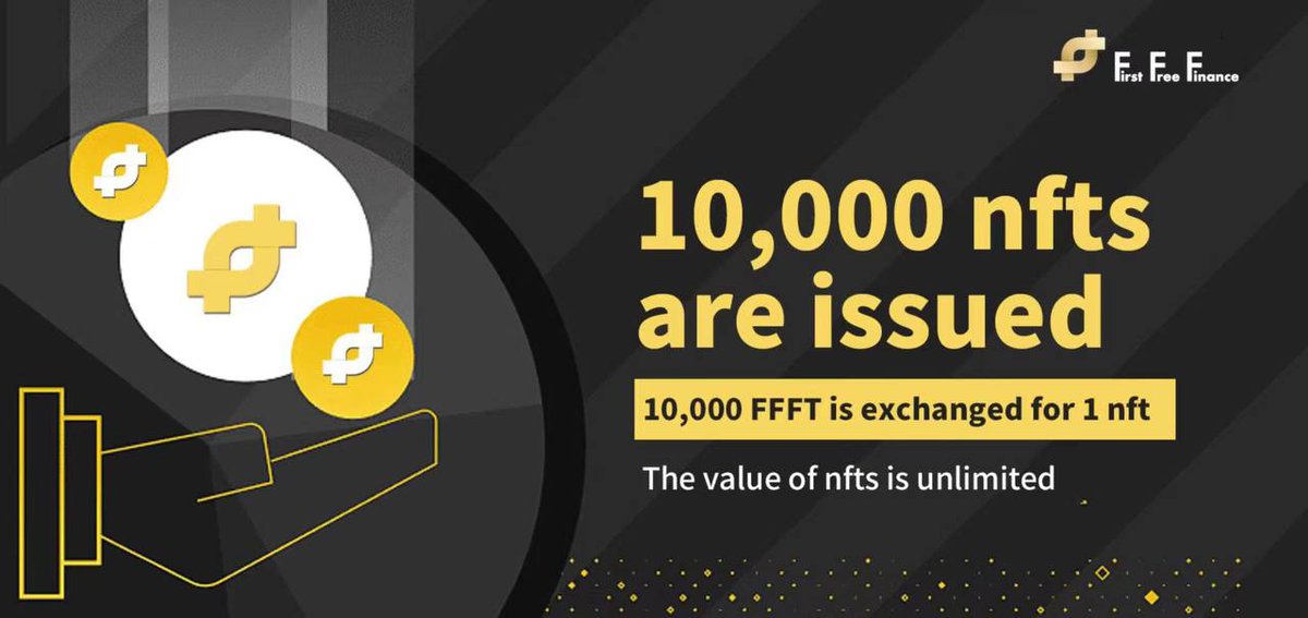 ProjectFFF's tweet image. FFFT reaching 100 million will start the NFT sector that everyone is looking forward to.
 10,000 NFTs are issued, and 10,000 FFFT is exchanged for 1 NFT.
 The value of NFTs is unlimited.
 #NFT