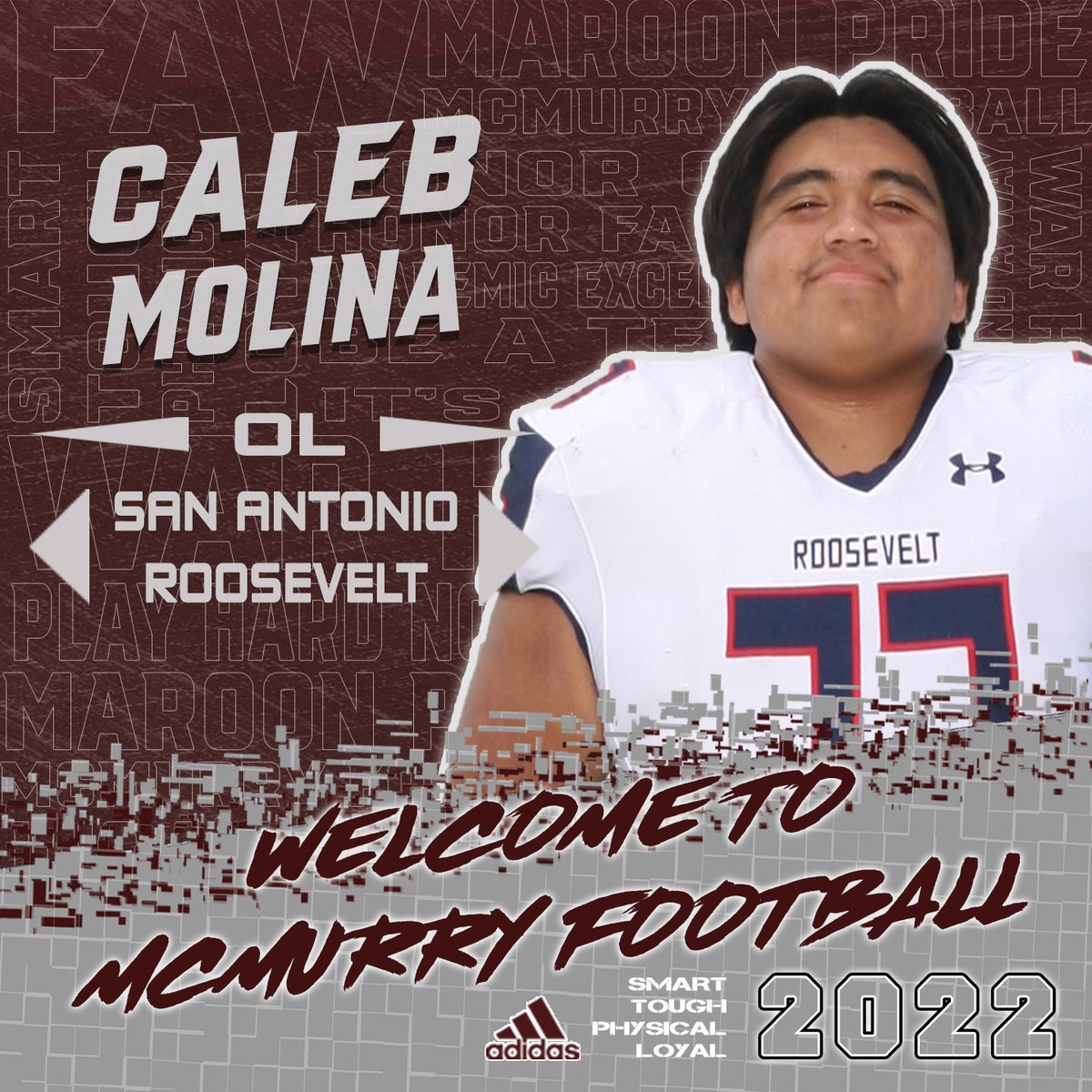 McMURRYFOOTBALL's tweet photo. ❗️ Class of 2026 ❗️

♠️ Caleb Molina, OL San Antonio Roosevelt HS (TX) ♠️

Welcome to the New War Hawk Order!

#WarHawksFAW 💪😈
#NWHO 🦅 #WarHawkWay https://t.co/Kb3DFxgNkw