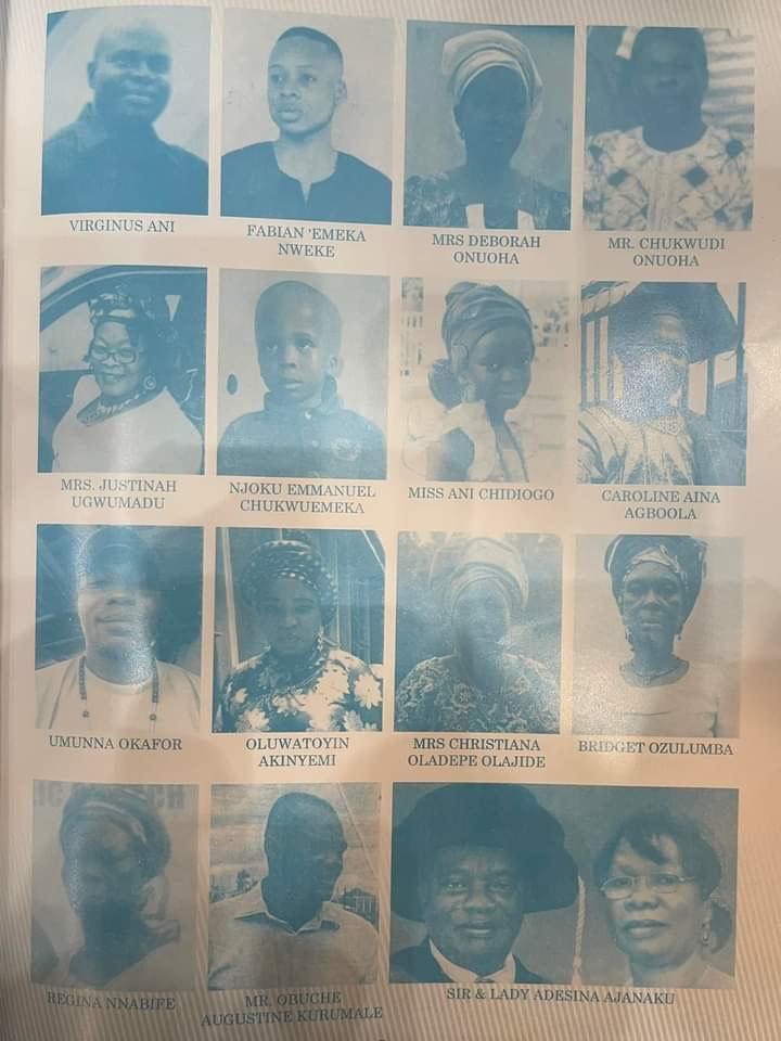 Igbo_Times1's tweet photo. Owo Church Massacre: Tears As Ondo Holds Funeral Mass For Victims.

Names of the Victims:

Onah Chijioke
Ugwumadu Justina
Eze Chikamso
Ugwumadu Ekene
Nweke Fabian
Ani Virginus
Mrs. Deborah Onuoha
Ozurumba Bridget
Umunna Okafor
Nnabuife Regina
Toyin Akinyemi, etc

May they all RIP https://t.co/eMaozqX3Ql