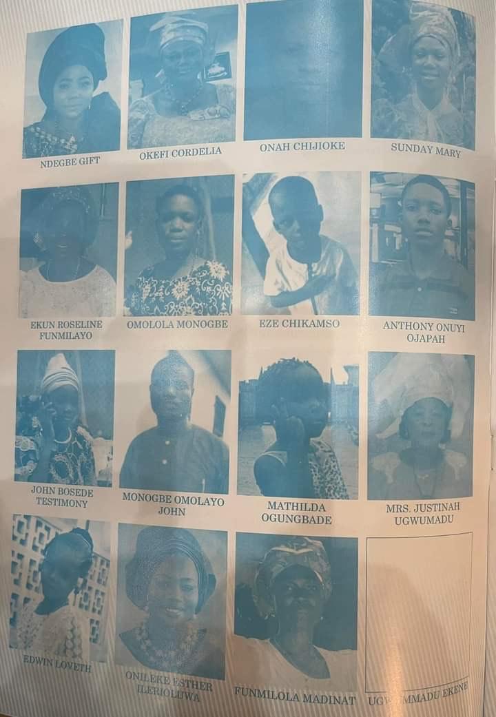 Igbo_Times1's tweet photo. Owo Church Massacre: Tears As Ondo Holds Funeral Mass For Victims.

Names of the Victims:

Onah Chijioke
Ugwumadu Justina
Eze Chikamso
Ugwumadu Ekene
Nweke Fabian
Ani Virginus
Mrs. Deborah Onuoha
Ozurumba Bridget
Umunna Okafor
Nnabuife Regina
Toyin Akinyemi, etc

May they all RIP https://t.co/eMaozqX3Ql