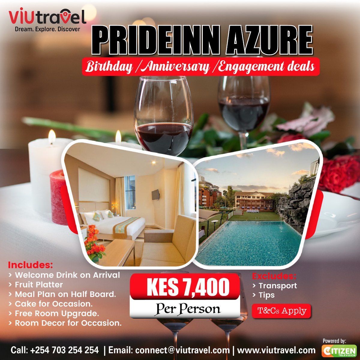 citizentvkenya's tweet photo. #staycationmanenos
For birthday, anniversaries or bridal showers
Hotel: PRIDEINN AZURE -WESTLAND.
Rates:
2 Days
Ksh 7,400/- on per person sharing
📱Call us: 0703254254
📩E-mail: connect@viutravel.com
#Viutravel #kenya #magicalkenya #kenyans #prideinnazure #tembeakenya https://t.co/sp6f7Ouwgt