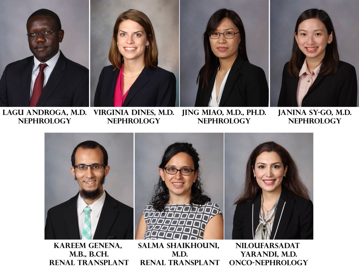 MayoClinicNeph's tweet photo. Congratulations to our Nephrology, Renal Transplant, and Onco-Nephrology Graduates of 2022! @MdLagu @GinnyDinesMD @jingmiao2019 @AkazukiNinaMD @GenenaKareem Dr. Salma Shaikhouni @NiloufarYarandi #MayoClinicNeph https://t.co/slF6rcYKm2