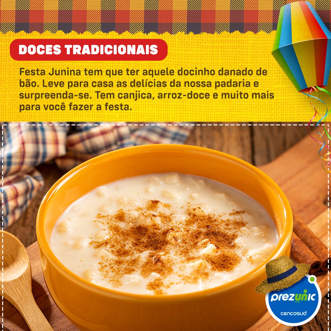 PrezunicOficial's tweet photo. A melhor parte das festas juninas são as comidas, sim ou com certeza? Aqui no #Prezunic a festa está só começando, e comida boa não pode faltar! Aproveite as delícias da nossa Padaria e deixe todo mundo com água na boca. 😉😍
#PadariaPrezunic #ArraiáPrezunic https://t.co/Xg7VfnUW0U